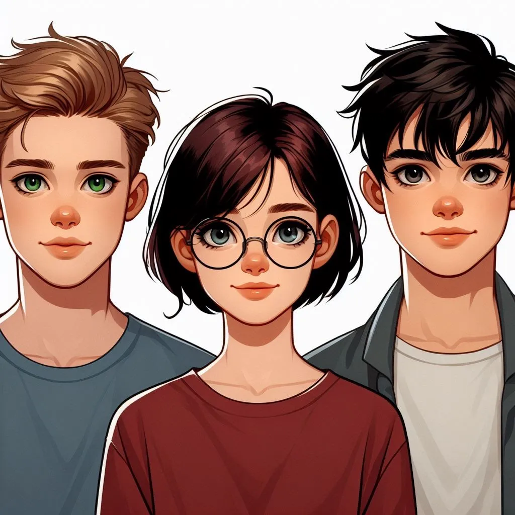 Tres adolescentes reunidos al aire libre