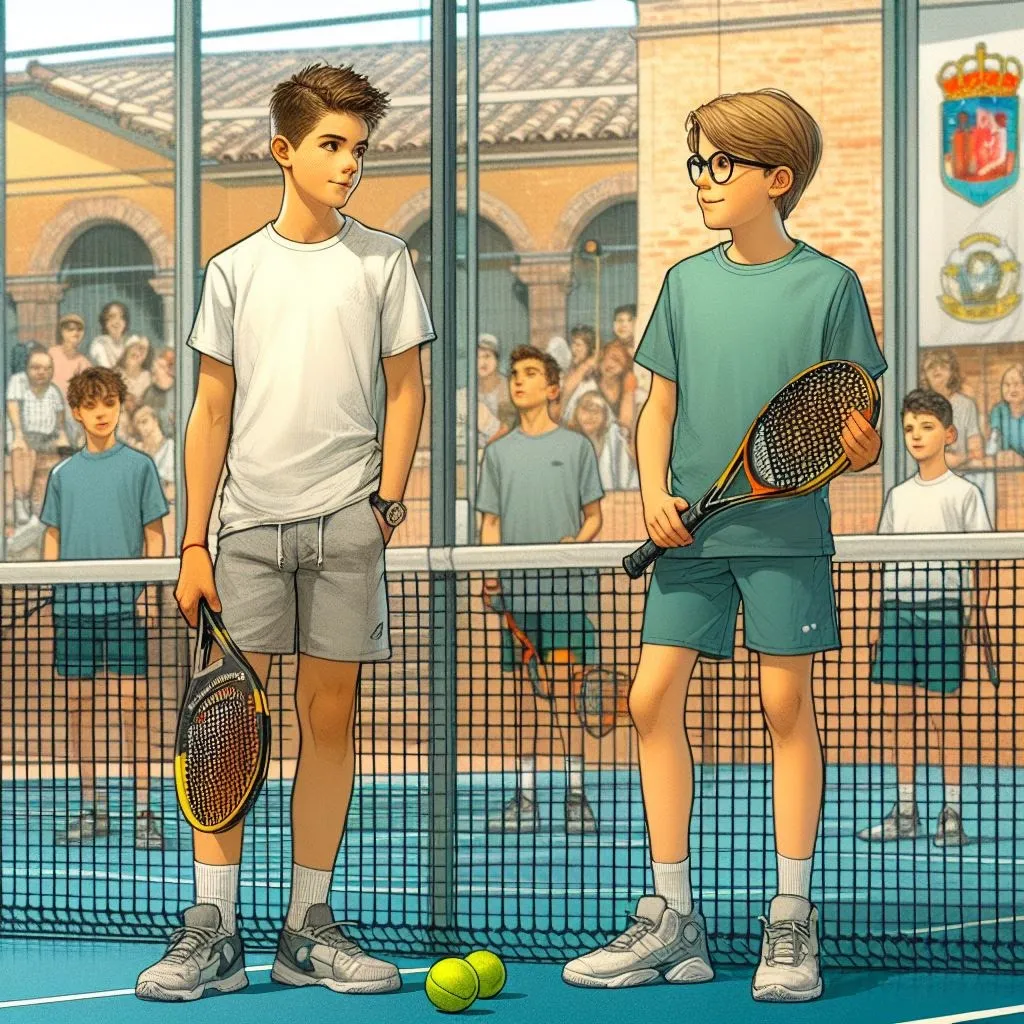 Dos jóvenes jugadores de pádel en una pista
