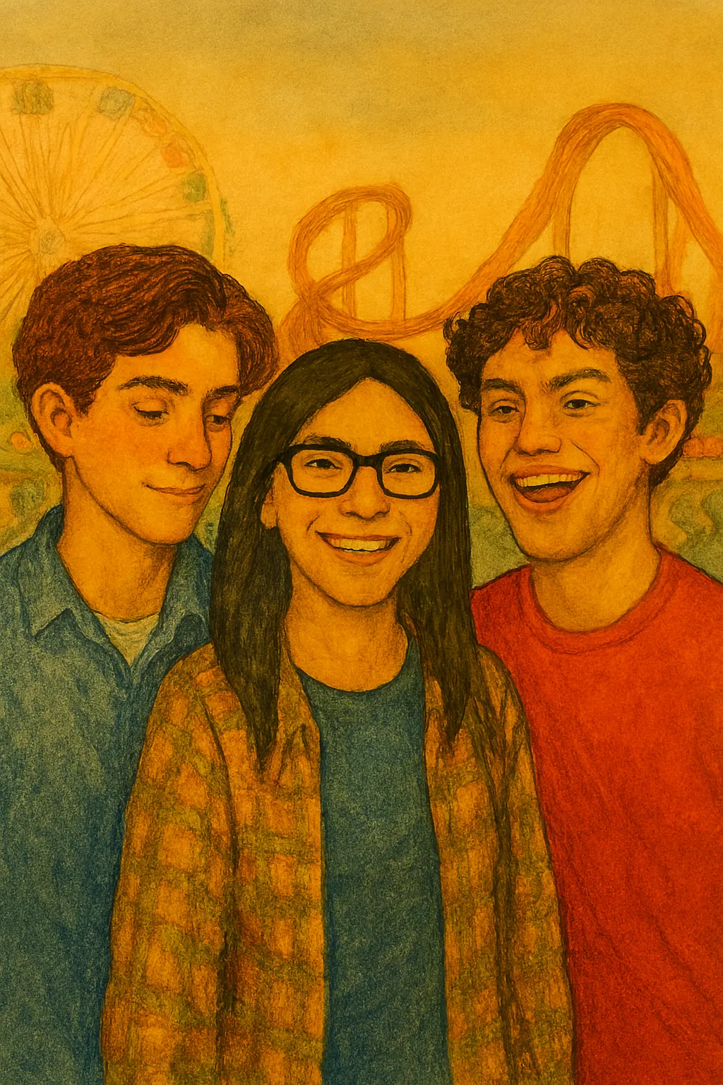 Tres amigos jóvenes sonriendo juntos