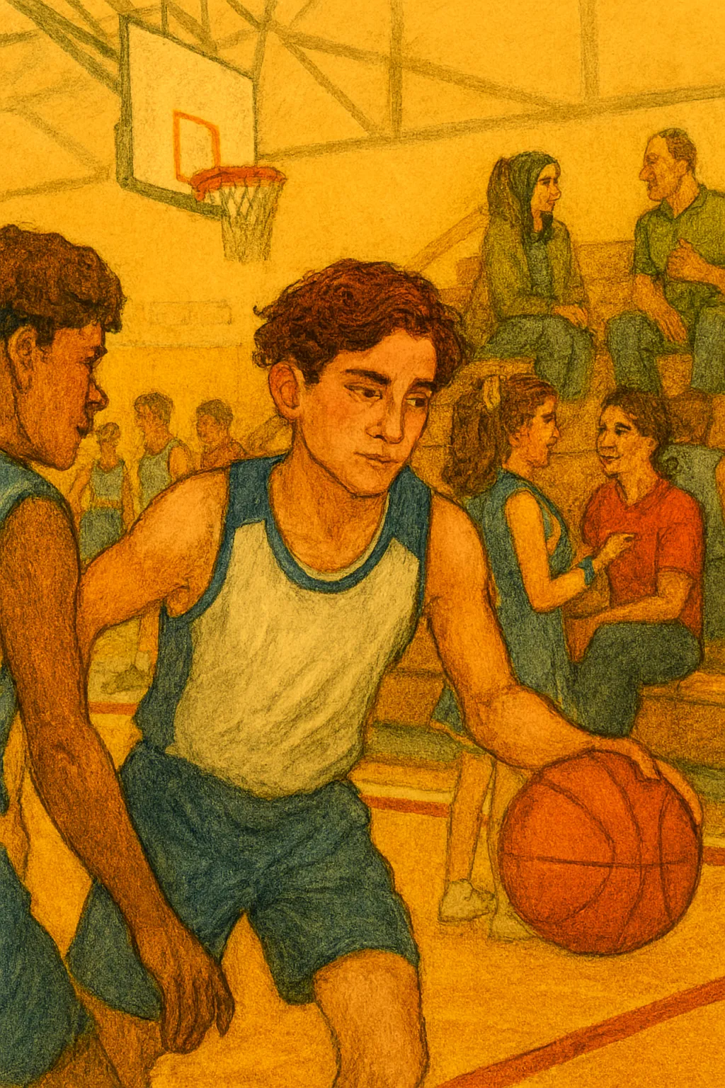 Joven jugando al baloncesto