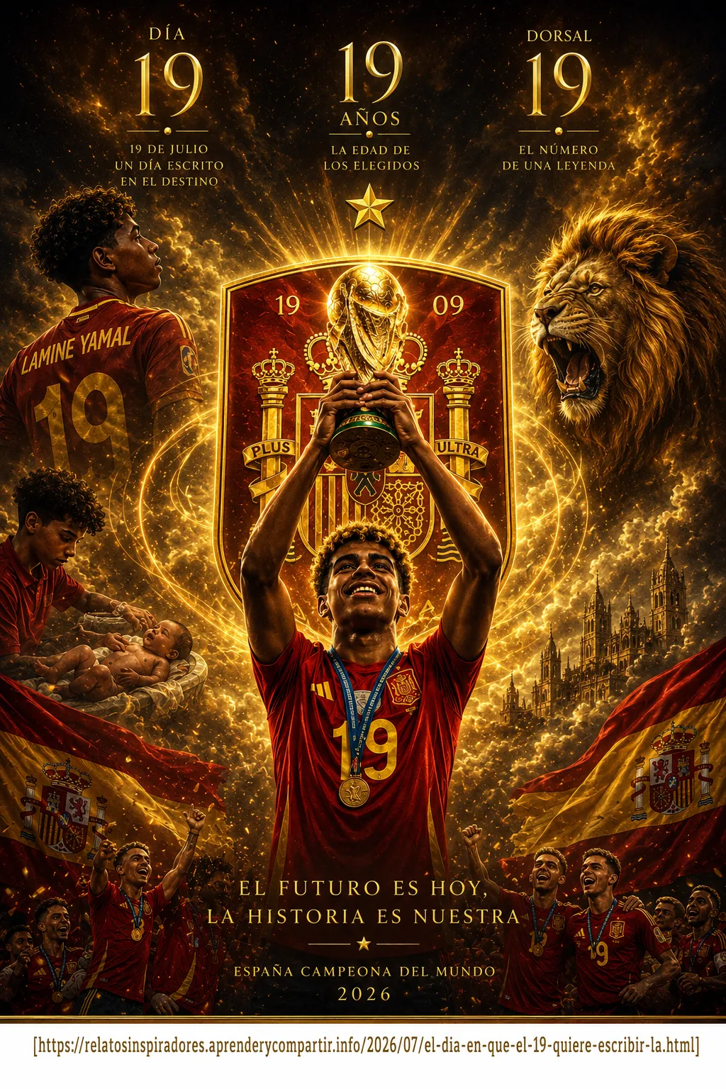 Montaje de Lamine Yamal, el número 19 y la selección española