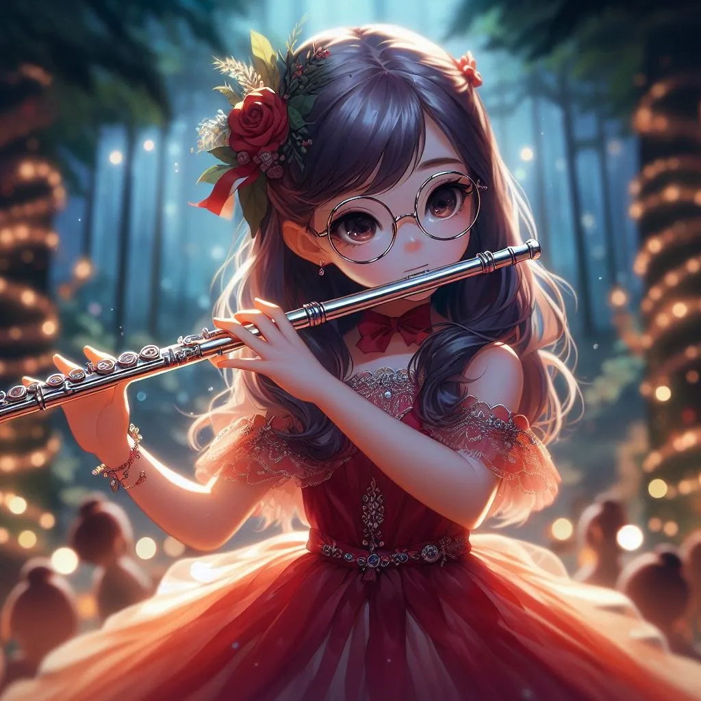 Joven tocando una flauta