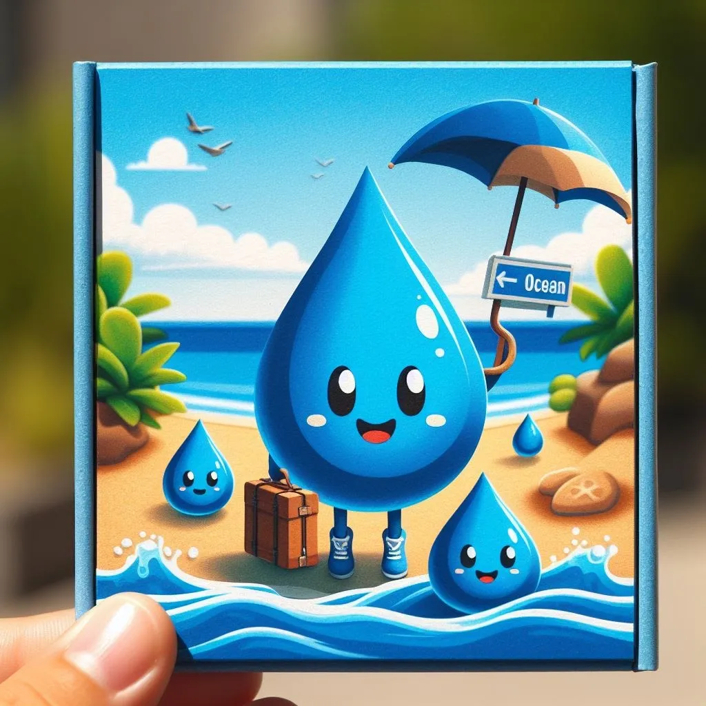 Mano sosteniendo una ilustración de dos gotas de agua
