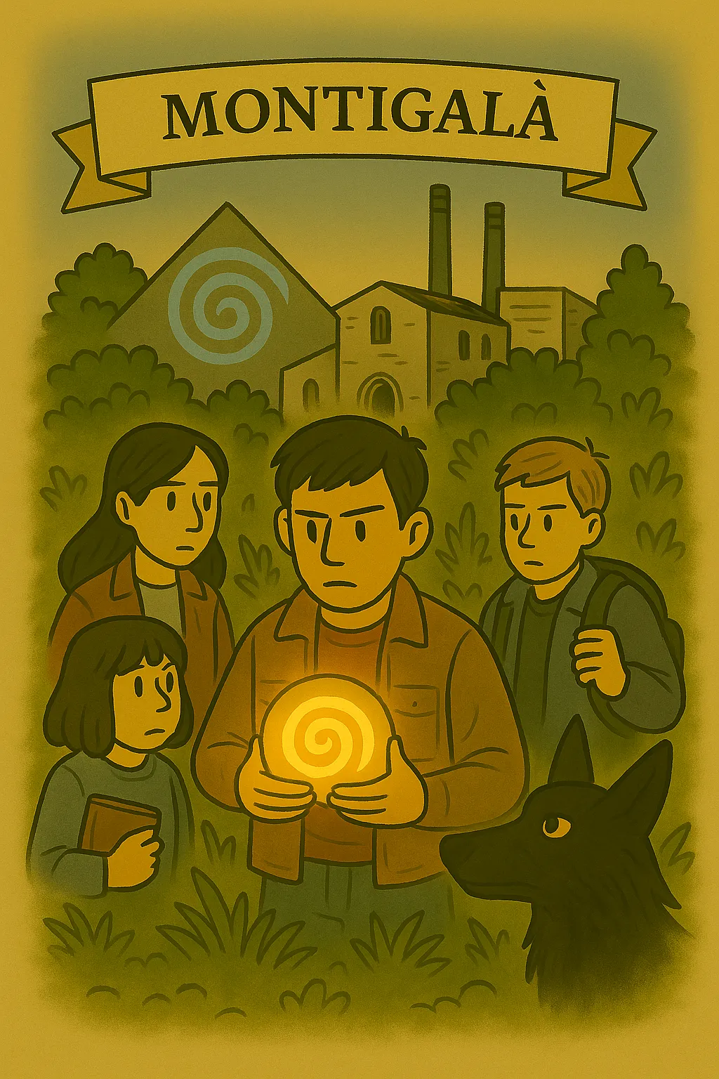 Grupo de jóvenes en una ilustración de Montigalà
